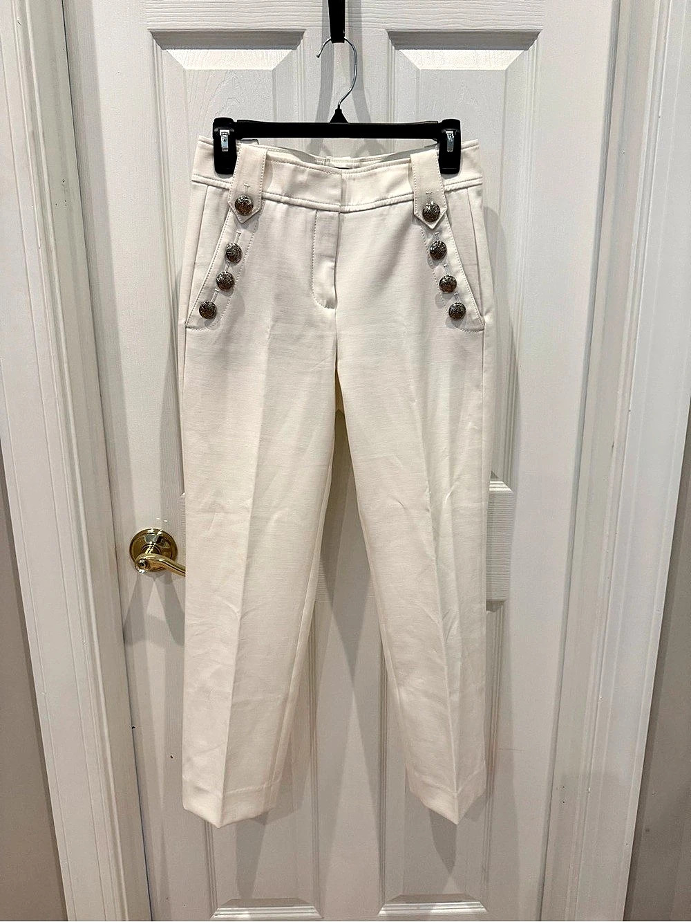White House Black Market WHBM Jolie Button Straight Luxe Stretch Pant Pants - Si